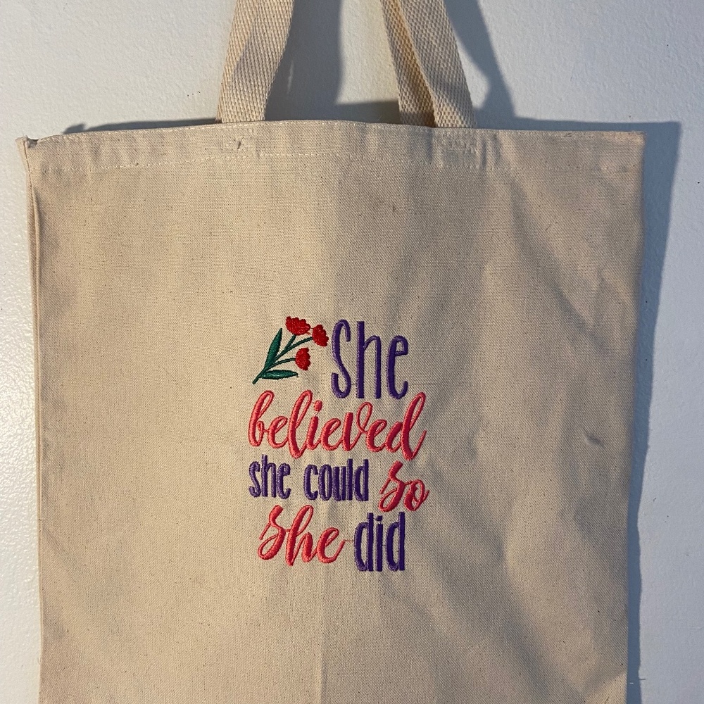 Tote Bag Embroidered Canvas New